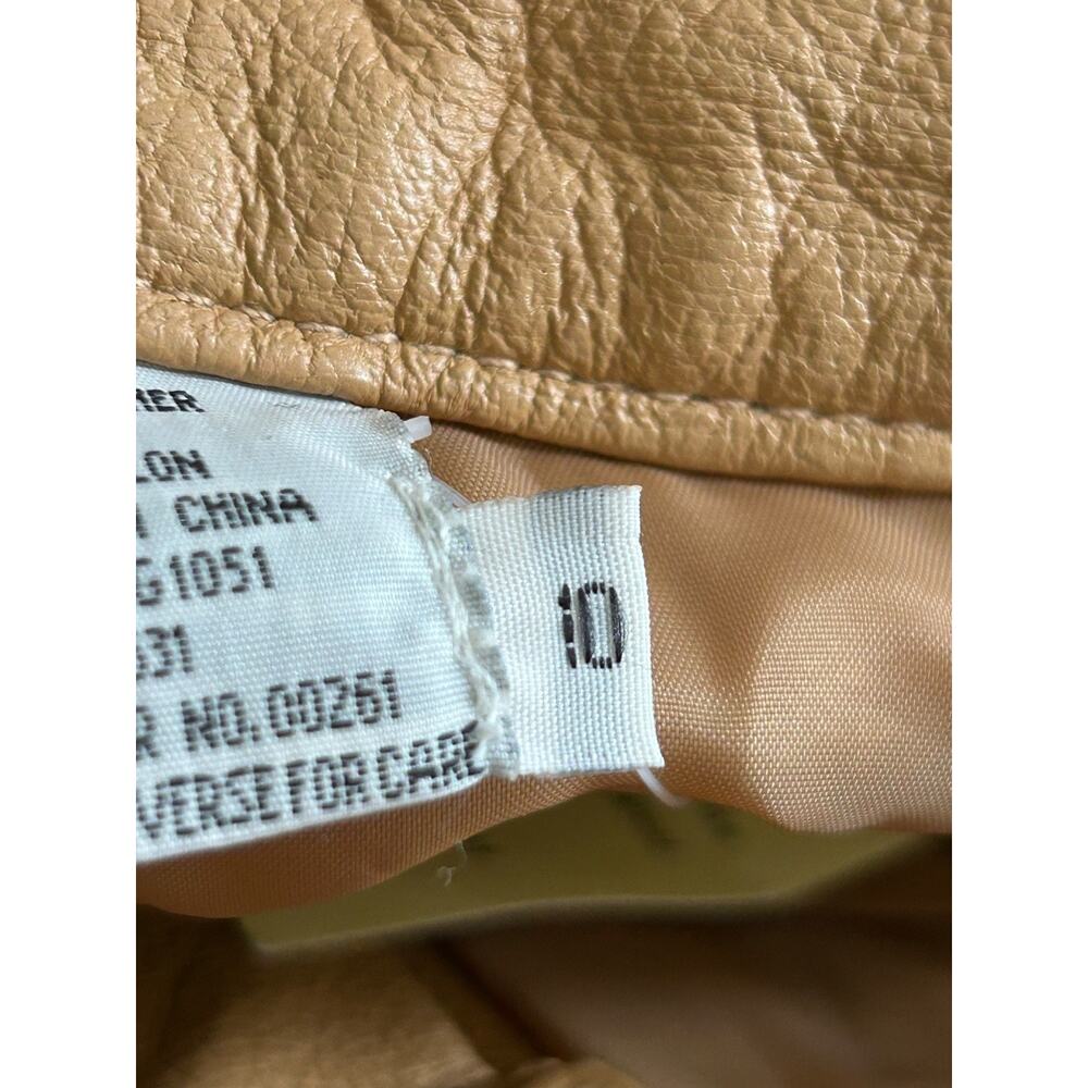 Styleworks Pants Womens 10 Tan Leather Lined Vintage 80s 90s Straight Pockets - Picture 5 of 9